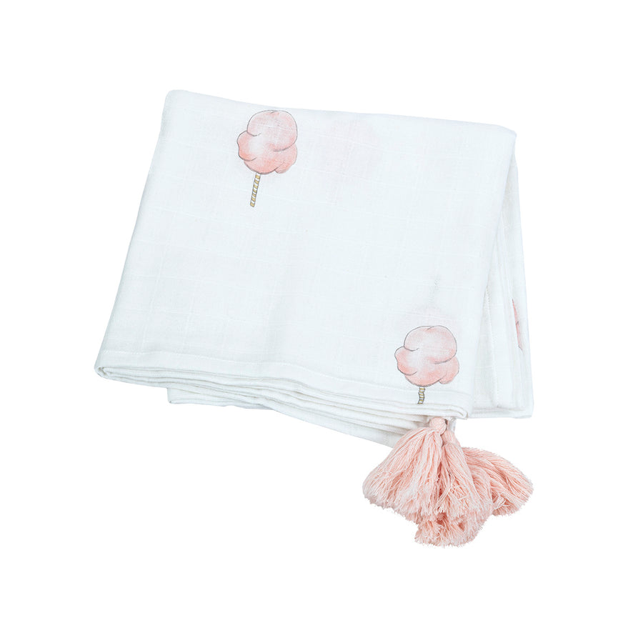 Muslin swaddle with tassels Cotton Candy