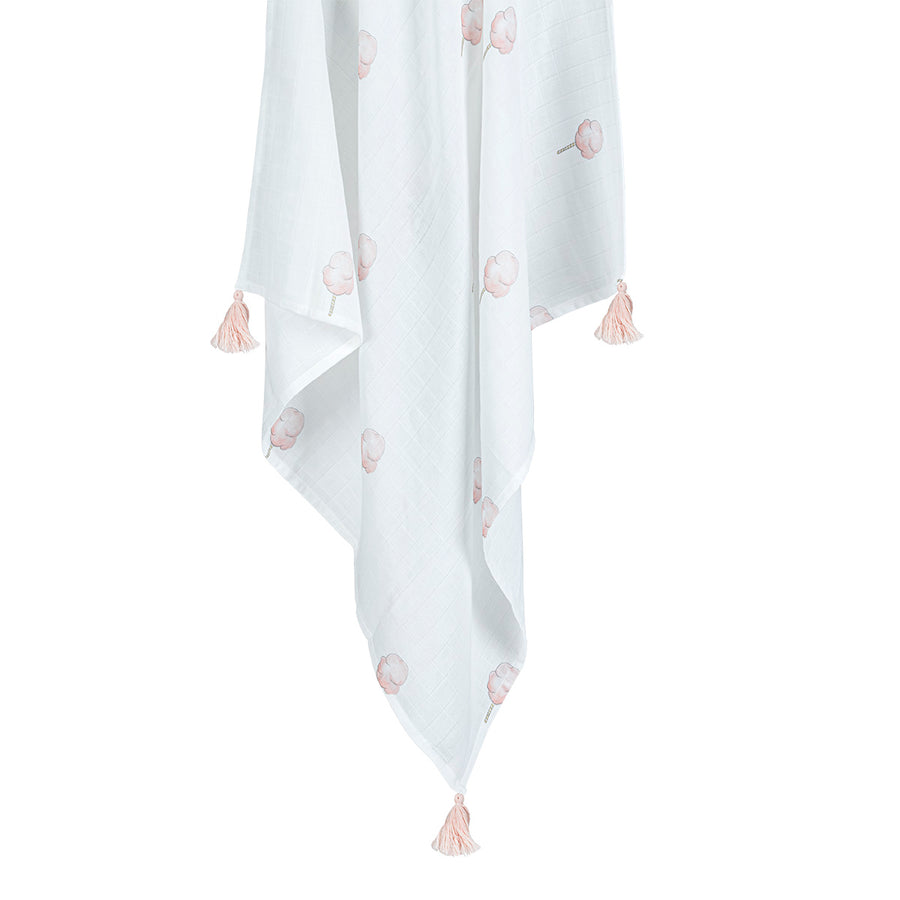 Muslin swaddle with tassels Cotton Candy