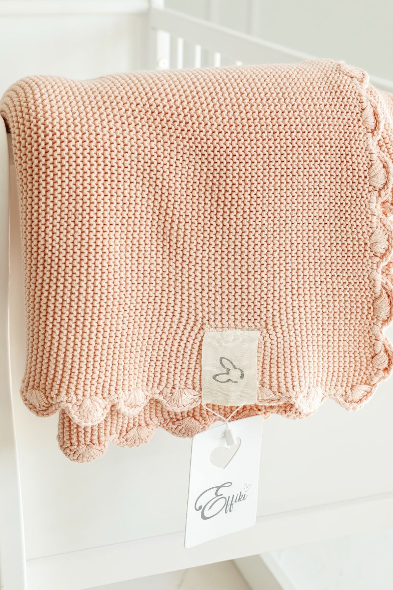 Organic Cotton Baby Blankets with Hand-Embroidered Lace – GOTS Certified
