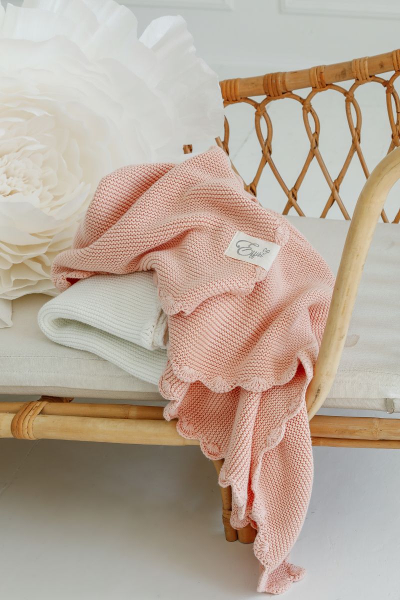 Organic Cotton Baby Blankets with Hand-Embroidered Lace – GOTS Certified