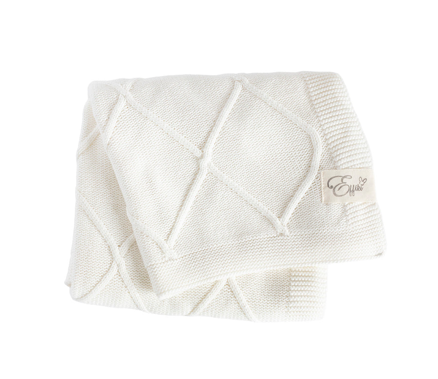Effiki Classic Organic Cotton Baby Blanket in ivory color – GOTS certified, soft, breathable, and perfect for christening or gifting.