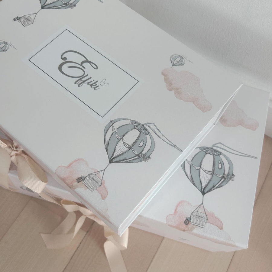 Effiki organic cotton gift set in a decorative gift box with satin ribbon