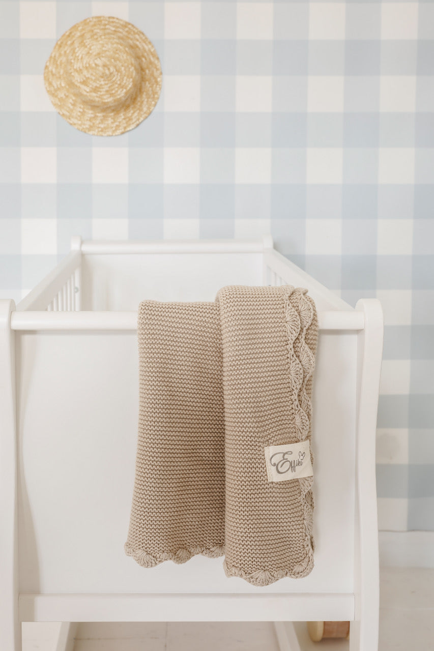 Organic cotton baby blankets by Effiki in beige